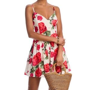 Aqua Red and White Floral Mini Dress